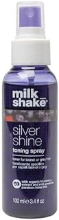 milk_shake Silver Shine Toning Spray - Platinum Hair Violet Pigment Spray | Counteracts Unwanted Yellow/Golden Tones| Strengthens and Hydrates | 3.4 fl oz (100 ml)