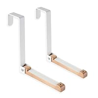 TASEVO 2 Pack Folding Clothes Drying Rack, Thickness Adjustable, Metal/Wooden, Portable, Lightweight, Heavy Duty, Over The Door Hooks for Laundry (White)