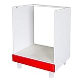 Berlioz Creations Mueble bajo Cocina Horno 60 cm, Otro, Rojo Brillante, 60 x 52 x 83 cm