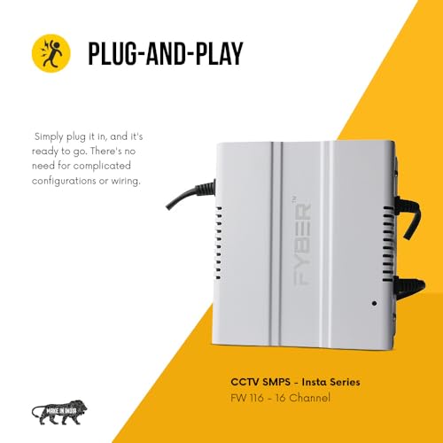 Image of FYBER Smps CCTV Camera 16 Channel Insta Series Suitable for HD IP Dome and Bullet Surveillance Camera Provide Stable Power Four Cameras from a Single Output