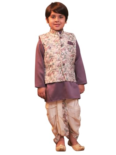 Image of AJ DEZINES Kids Ethnic Wear Kurta Waistcoat and Dhoti Pant for Boys