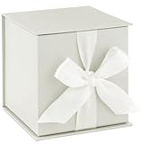 Hallmark Small Gift Box with Bow and Shredded Paper Fill (Grey White 4 inch Gift Box) for Weddings, Bridal Showers, Graduations, Birthdays, Bridesmaids Gifts, All Occasion