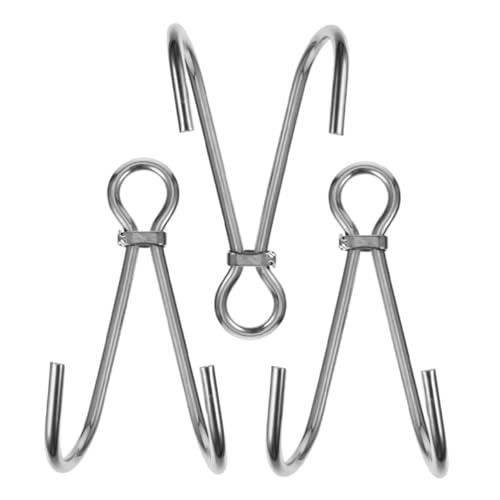 HANABASS 3pcs Stainless Steel Double Hook for Scuba Diving Heavy Duty Underwater Accessories Smooth Finish for Enhanced Grip and Efficiency