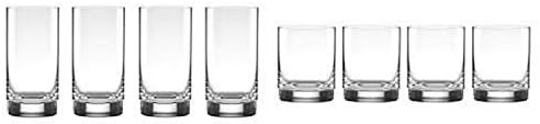Lenox Tuscany Classics Cylinder Highball, Clear - 852914 and Tuscany Classics Cylinder Double Old Fashioned Glass, Clear 13 oz Set of 4-852913