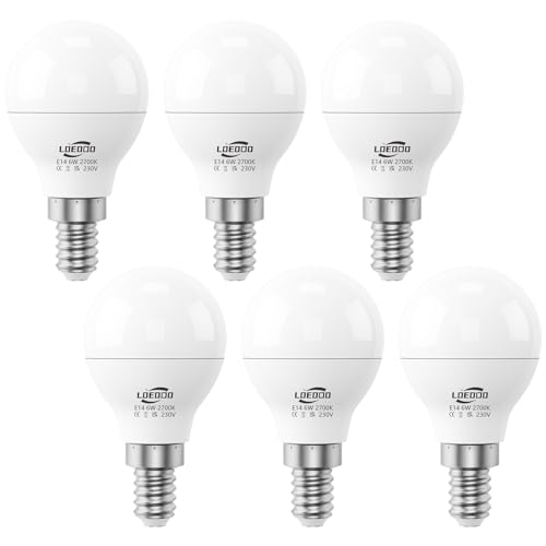LOEODO E14 LED 6W Golf Ball Bulbs, Pack of 6