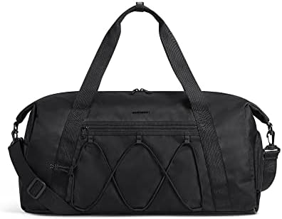 BAGSMART Gym Bag With Shoe Compartment & Wet Pocket, Lightweight Sports Travel Duffel Bag, Carry On Bag Weekender Overnight Bag, Water Resistant Sports Gym Tote Bags Swimming Yoga, Black