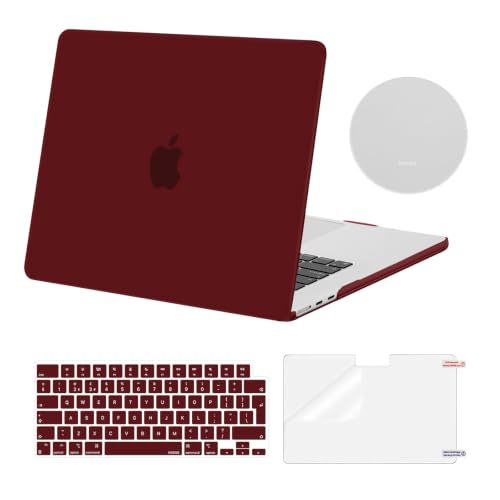 Carcasa MacBook Air 15 pulgadas M5 M4 M3 M2 con protector de pantalla y teclado color borgoña