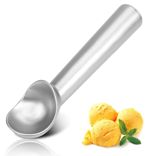 Paletta per gelato con manico confortevole e facile da rilasciare, cucchiaio professionale in metallo per gelato, lavabile in lavastoviglie (argento)