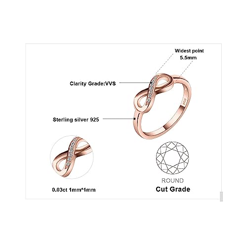 Image of JewelryPalace 14k White Yellow Rose Gold Plated 925 Sterling Silver Rings for Women, Cubic Zirconia Promise Rings for Her, Stackable Wedding Bands Rings for Women Infinity Forever Love Knot Ring