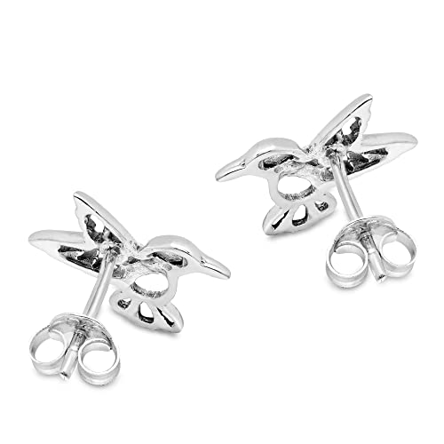 Aeravida Cute Little Hummingbird Gift Sterling Silver Post Stud Earrings, 0.59X0.59 Inch #TOP2