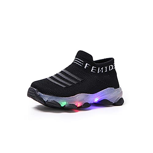 Shoes For Girls ,Children Shoes Girl Baby Letter Mesh Led Luminous Sport Run Casual Flying Woven Breathable Running Sneakers Lighting Shoes Socks Shoes Wear-Resistant Easy To Put On And Take Off