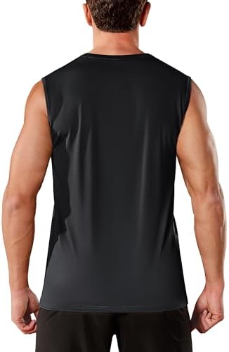 TACVASEN Sleeveless Shirt Men Tank Tops Mens UPF 50+ Sun Shirts UV Protection Tank Top Men's Athletic Tank Tops SPF 50+ Swim Shirt Black - 5