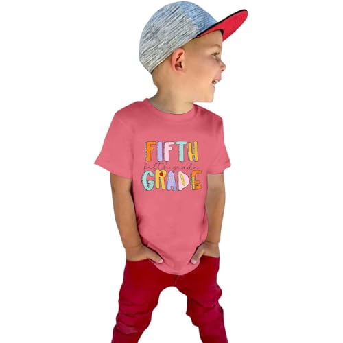 Girls 5th Grade Shirt Back to School Fifth Grade T-Shirts First Day of School Pattern Tee Tops Kids Summer Outfit3