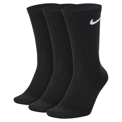 Nike Unisex U Nk Everyday Ltwt Crew 3pr Socks, Black (black/White), 2–5 UK (Manufacturer Size: S)
