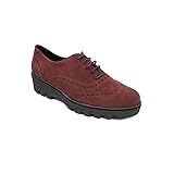 Zapatos Mujer Cordones Ante Burdeos picado 3304…