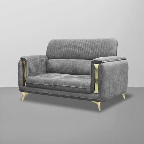 Image of Casaliving Gelio 3+2 Seater Sofa Set for Living Room (Dark Grey Colour) Premium Fabric Sofa