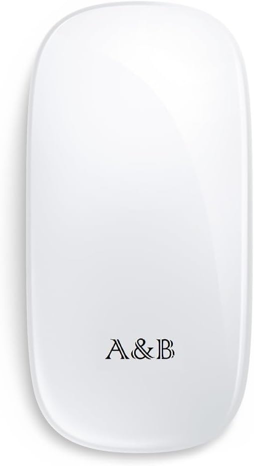 A&B Touch Maus: drahtlos - Bluetooth -wiederaufladbar. Funktioniert mit Mac, iPod, Windows, Android, Windows. Sehr dünn, leise, elegant und magisch (Whait)