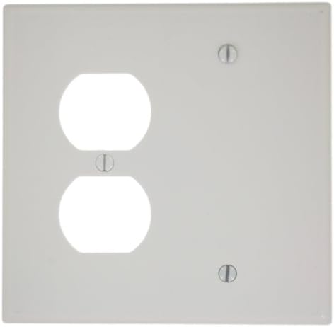 Leviton 2-Gang Combination Wallplate, 1-Duplex and 1-Blank, Midway Size, Thermoset, 80508-W, White image 4