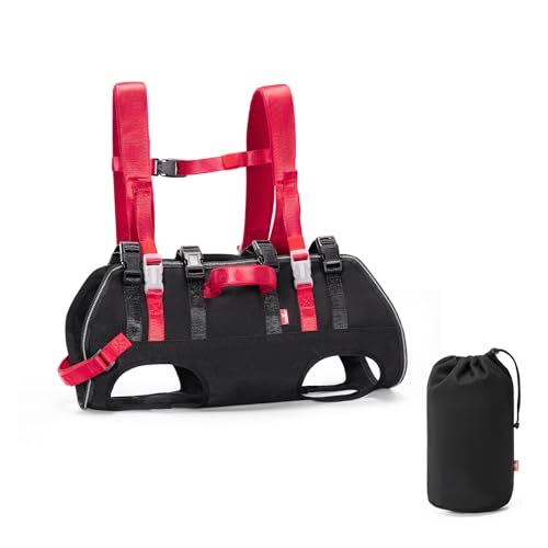 Wakytu Dog Emergency Rescue Sling - Lightweight Packable Lift Harness with Handle - Safe Transport for Small Medium Dogs - Ideal for Hiking Skiing（18.5-29.5lbs）