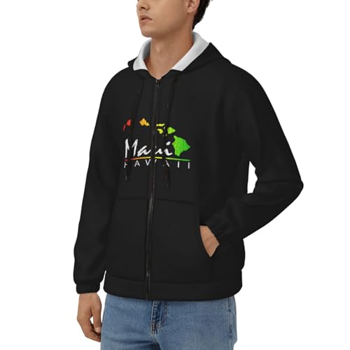 Maui Hawaiian Islands Hoodies Men'S Hooded Sweatshirts With Pockets Casual Full-Zip Sweater Pullover2