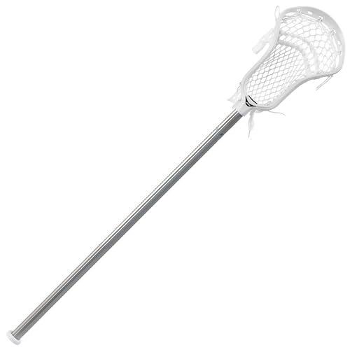Silverfin Mens Complete Lacrosse Stick with Mesh Pocket | Youth Lacrosse Stick: Smooth, Lightweight & Durable with Sturdy Construction | Kids Lacrosse Sticks (White)