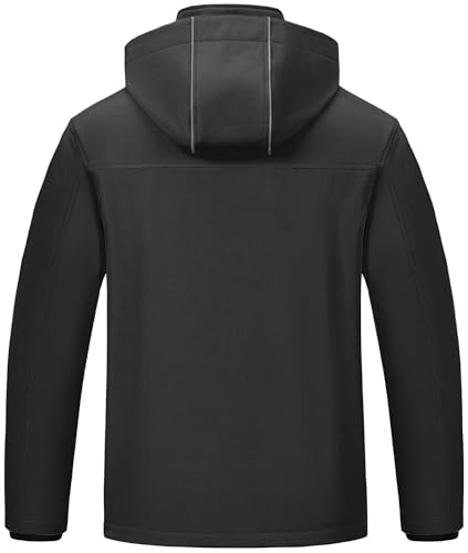 Pursky Men's Softshell Jacket Waterproof Fleece Lined Windbreaker With Removable Hood Lightweight Tactical Jacket2