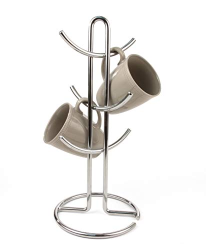 Spectrum Diversified Euro 6 Holder, Alloy Steel, Countertop Mug Tree, Mugs & Tea Cup Storage Rack, Coffee Counter Bar Accessory & Kitchen Organizer, 1 Count (Pack Of 1), Chrome #TOP3