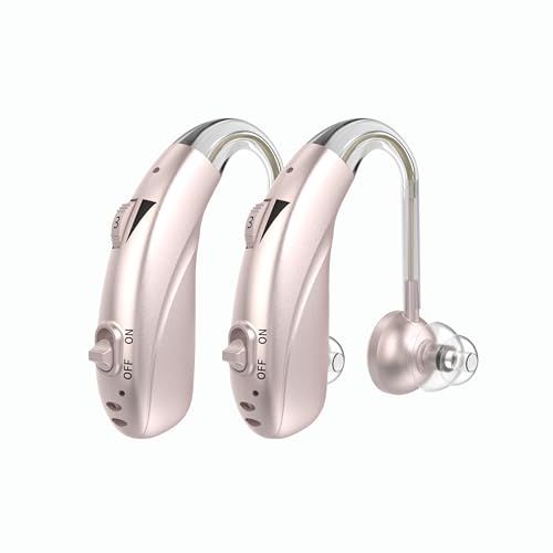 Image of FASTWELL F28-2 Unit for Both Ear Digital Advanced Rechargeable Hearing Aid for Adults with Hearing Loss | |Digital Noise Reduction | (Rose Gold-Pair) | 1-Year Warranty