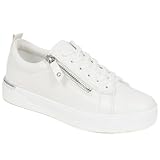 Pavers Women's Dual Fasten Trainers in White - Lace Up and Zip Closed Athletic Shoes - Comfortable Ladies Sports Footwear - Size UK 6 / EU 39