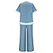 Womens Lounge Set Plus Size Fashion Pachwork Short Sleeves V-Neck T-Shirts Tops and Dressy Casual Pants Suit Blue 4X-Large