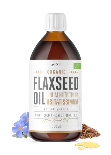 Organic Flaxseed Oil 500ml (Glass) Extra Virgin & Cold Pressed Premium Flaxseed Oil Sustainably Sourced for Keto Paleo & Vegan Diets By Alpha01