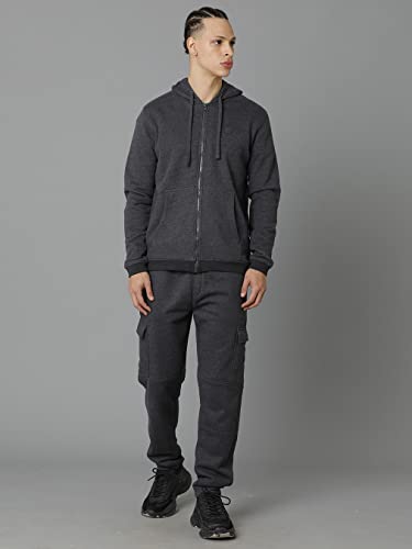 Image of VOI Jeans Men's Solid Cotton Blend Fleece Hooded Sweatshirt-VOSS1160-Sweatshirt
