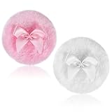 Makeup Puff, 2 Pcs Washable Reusable Pressed Puff Soft Comfortable Body Dusting Puffs Cushion Applicator Makeup Beauty Tools for Women Girls(Pink, White)