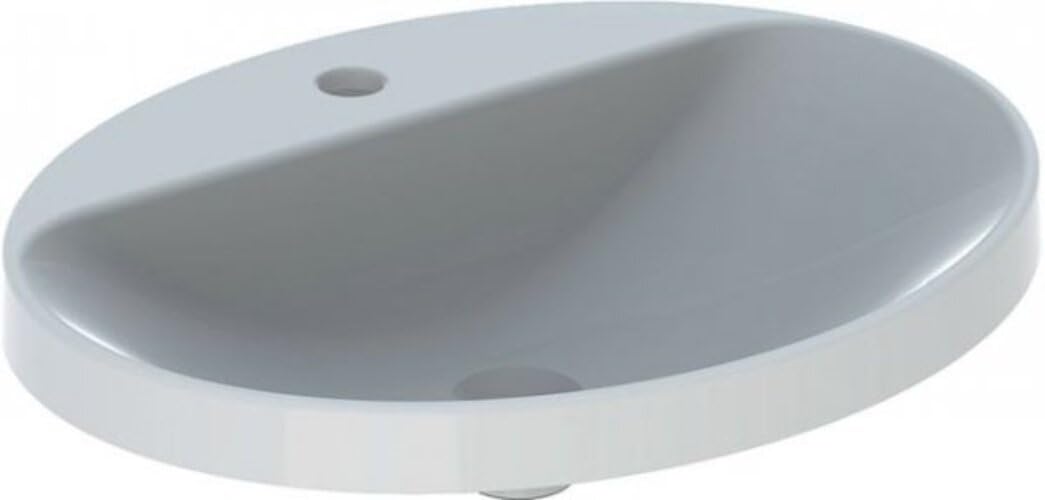 Geberit VariForm Einbauwaschtisch oval, 600x480mm, mit Hahnloch, ohne Überlauf, 500.727.01.2, Farbe: Weiß