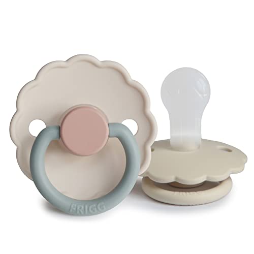 Image of FRIGG Daisy SilkySoft Silicone Baby Pacifier | Made in Denmark | BPA-Free (Cotton Candy/Sandstone, 0-6 Months)