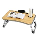 Mesa Dobrável Portátil Para Notebook | Com Suporte Para Celular e Porta-Copos | Ideal Para Cama, Sofá e Escritório (Marrom)
