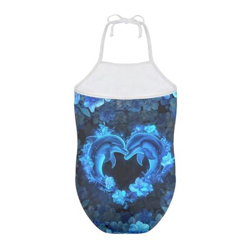 Image of One Piece Swimsuit for Girls Beach Bathing Suit Halter Straps Sports Swimwear for 1-10 Year Toddler Kids