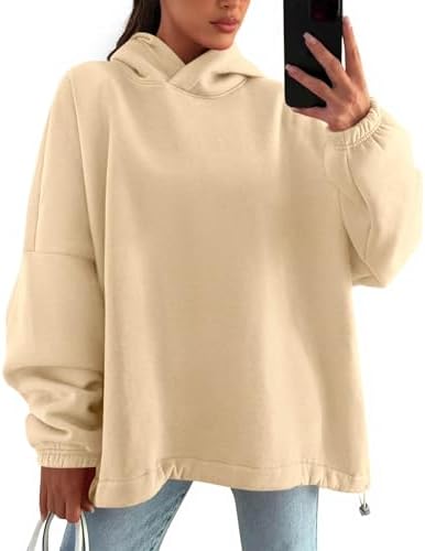 KIRUNDO Hoodies For Women 2025 Fall Fashion Hooded Oversized Sweatshirt Long Sleeve Fleece Pullover Trendy Winter Clothes