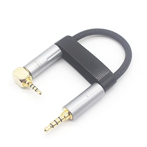 Youkamoo 2.5mm to 3.5mm 4 Pole Aux Audio Cable, 2.5mm to 3.5mm Balanced Male to Male Connector Headphone Adapters Cable 10cm, 2.5mm Right Angle Male