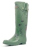 Rongee Rubber Rain Boots for Women Waterproof Garden Tall Rainboots Ladies Waterproof Bird Tree (8 B(M) US)