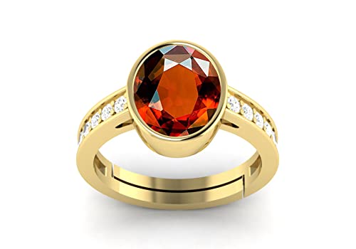 LMDPRAJAPATIS 3.25 Carat 8X10 MM Oval Gomed Hessonite Birthstone 22 k Gold Plated Jewellery Ring (Gemstone Tested By Lab Certificate) by LMDPRAJAPATIS - Used condition - US$11.14
