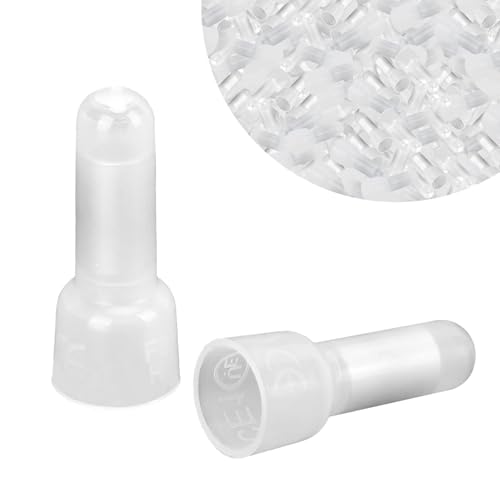 Agatige 1000PCS Closed End Crimp Cap, Closed End Electrical Crimp Transparent Nylon Connectors for Truck, Stereo, Electrical, Joint (CE2)