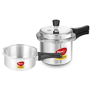 Pigeon By Stovekraft Favourite Aluminium Pressure Cooker Mini Combo with Outer Lid 2, 3 Litre Capacity for Healthy Cooking (Silver)