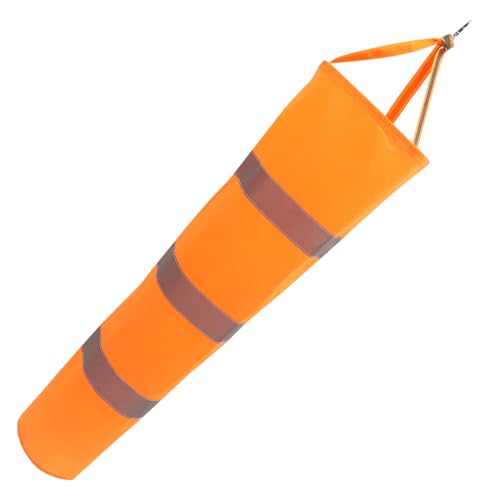OSALADI Reflective Windsock Waterproof Oxford Fabric Wind Direction Flag for Outdoor Garden, 80cm Orange-Grey Thickened Warning Flag with High-Visibility Design