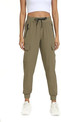 Rrosseyz Womens Cargo Pants with Pockets-Lightweight Quick Dry Waterproof Hiking Pants for Travel Casual Athletic and Outdoor