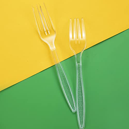 Ciaell 500Pcs Clear Plastic Forks - Heavy Duty Plastic Forks - 7Inch Heavyweight Plastic Forks - Disposable Clear Forks - Clear Plastic Cutlery For Parties Weddings Restaurant #TOP6