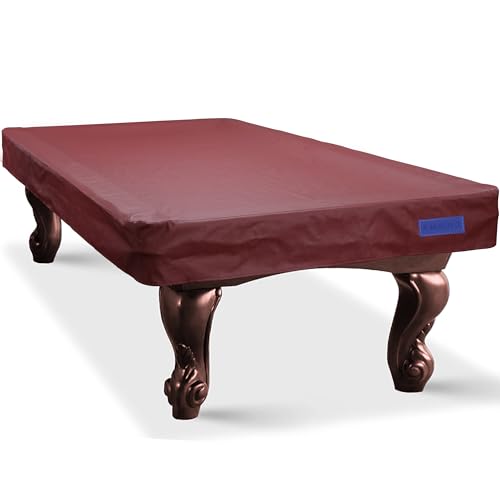 K-Musculo Pool Table Cover, Heavy Duty Leatherette Billiard Table Cover, Waterproof and Tearproof, 6.5/7/ 7.5/8/ 8.5/9 Feet Fitted Burgundy