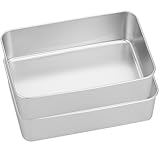 NIYANGLE Quadratische Edelstahl Backform 2 Stück Multifunktionale Kuchen und Brotbackformen 13,5X10,5X5,5cm für Ofen und Tägliches Backen