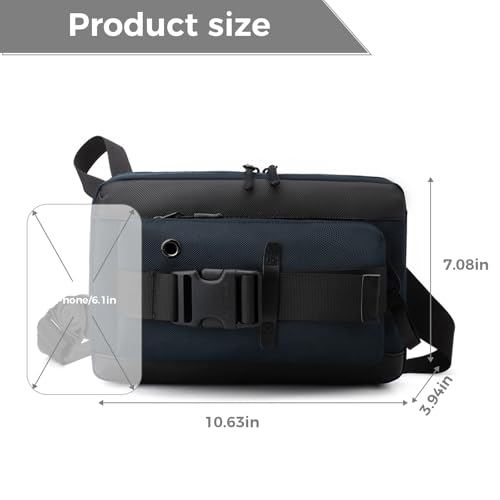 Barsine Bolsa tiracolo masculina mochila de peito com orifício portátil para fone de ouvido para cam