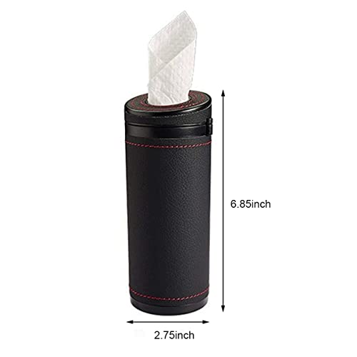 Image of STHIRA PU Leather Cylinder Tissue Box for Car, 2.75 Inch Cup Holder